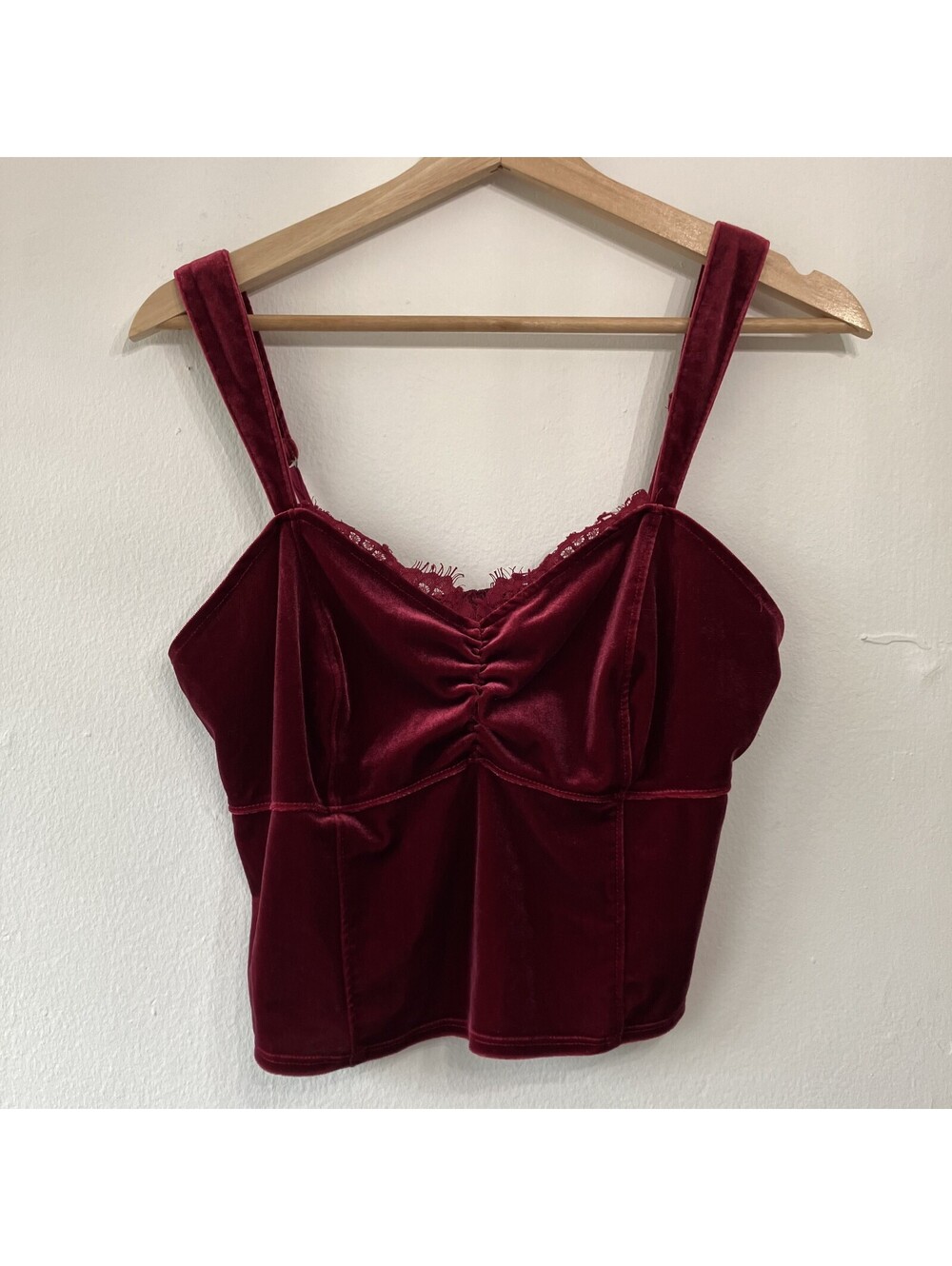 Renaissance Whimsigoth Y2K Velvet Lace Cami Babydoll Top Corset Vamp Large